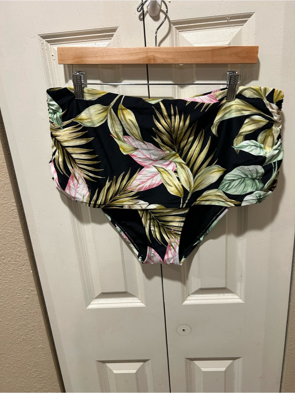NWT Lands End Tropical Print Bikini Bottom High Waist ,XL